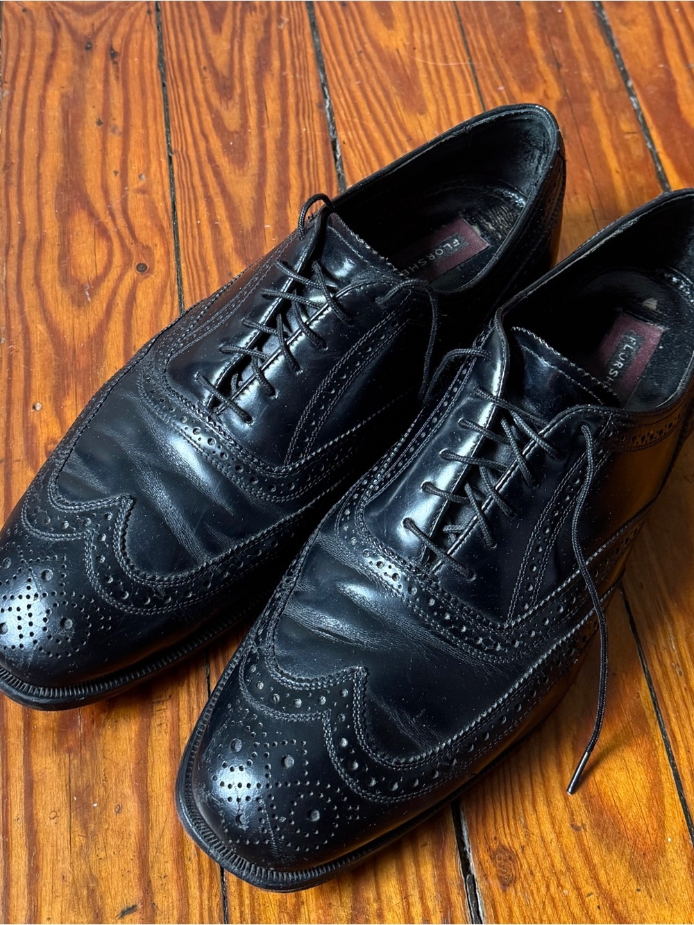 Florsheim Lexington Wingtip Brogue Oxford Shoes Black Leather 11.5 B Narrow